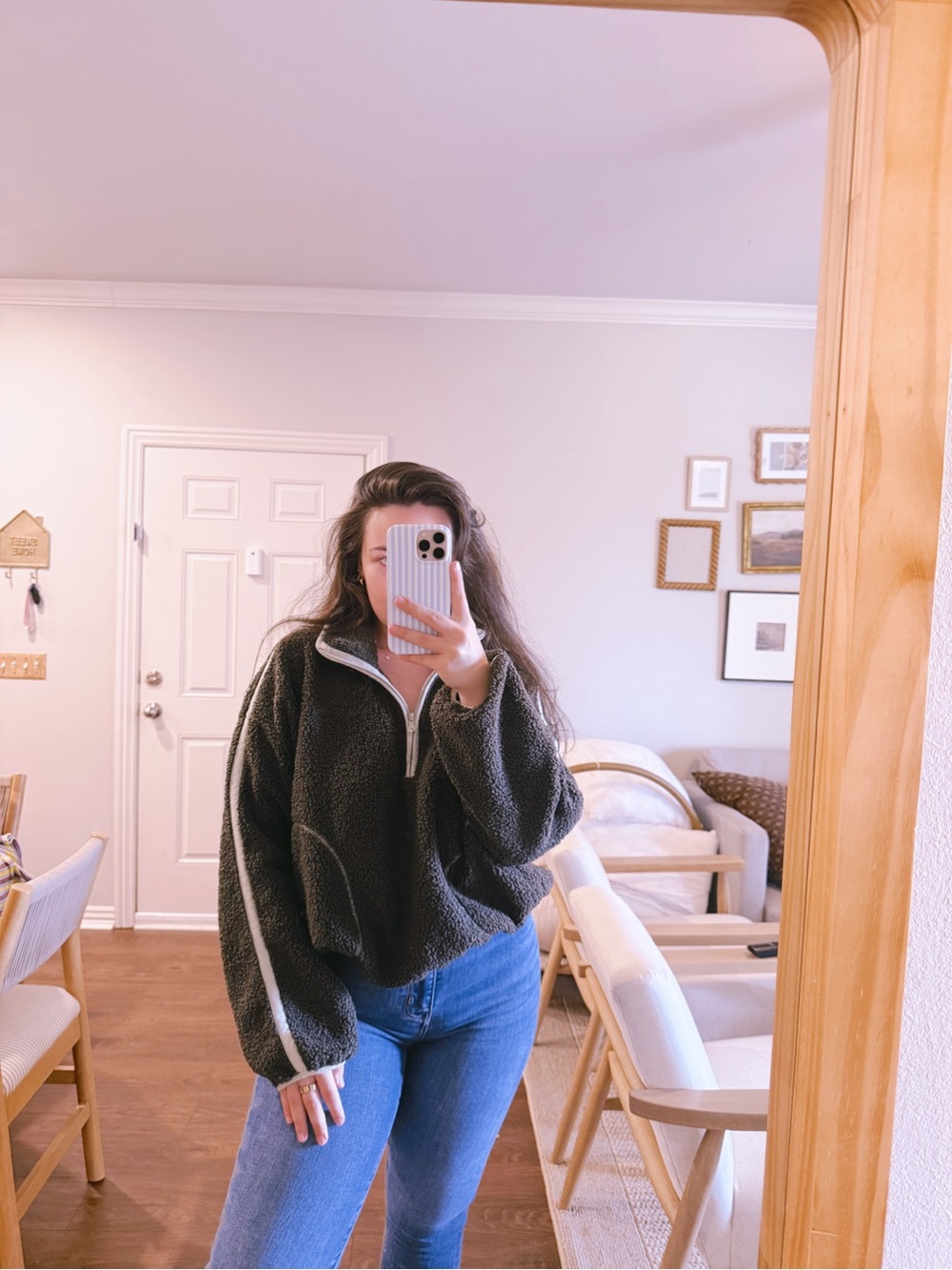 Cozy Half-Zip Sherpa Pullover - Dark green